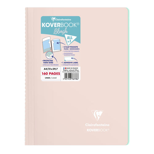 Caiet Koverbook Blush A4 Pastel Clairefontaine, liniat, Powder Pink/Mint 80 file Caiet Clairefontaine 