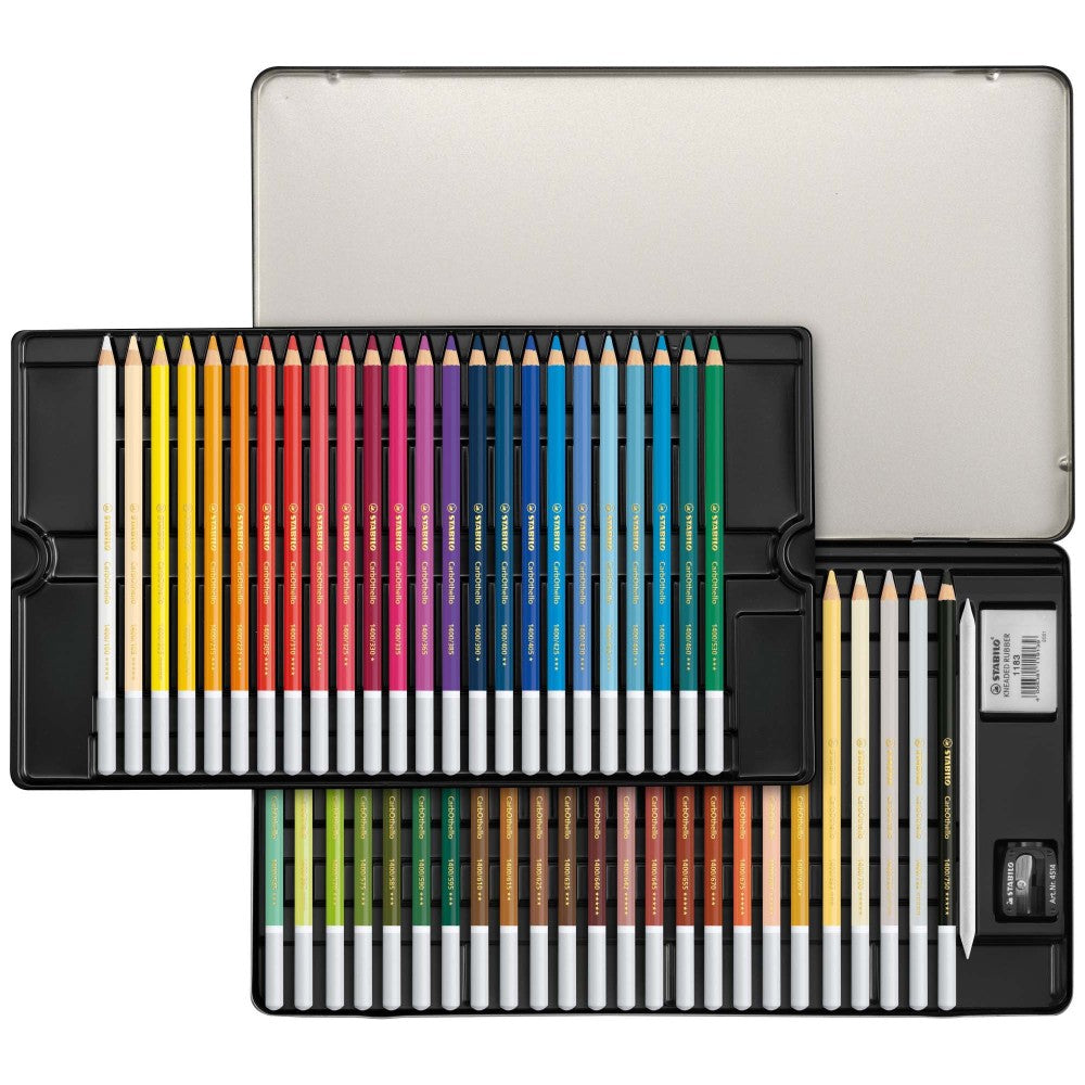 Creioane colorate Stabilo CarbOthello, 48 culori / set, cutie metalica Creioane colorate Stabilo 