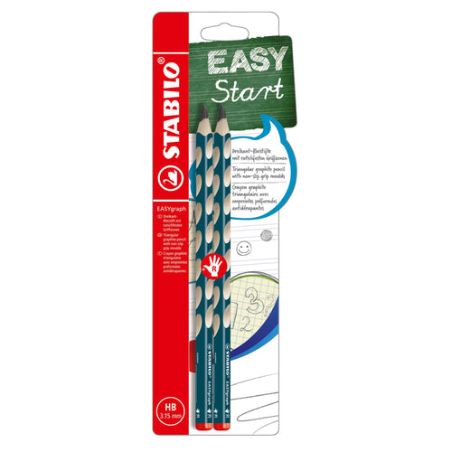 Creion grafit Stabilo EASYgraph, HB, pentru dreptaci, albastru petrol, set 2 bucati / blister Creioane grafit Stabilo 