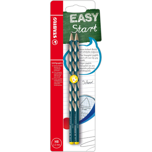 Creion grafit Stabilo EASYgraph, HB, pentru stangaci, albastru petrol, set 2 bucati / blister Creioane grafit Stabilo 
