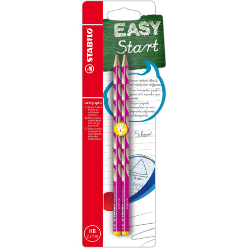 Creion grafit Stabilo EASYgraph S, HB, pentru stangaci, roz, set 2 bucati / blister Creioane grafit Stabilo 