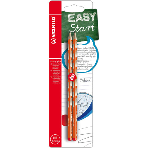 Creion grafit Stabilo EASYgraph S, HB, pentru dreptaci, portocaliu, set 2 bucati / blister Creioane grafit Stabilo 