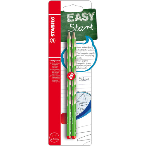 Creion grafit Stabilo EASYgraph S, HB, pentru dreptaci, verde, set 2 bucati / blister Creioane grafit Stabilo 